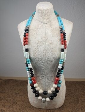 Handcrafted NEW Western Multi-Strand Graduated Multi-Bead 26"-28" Necklace Set